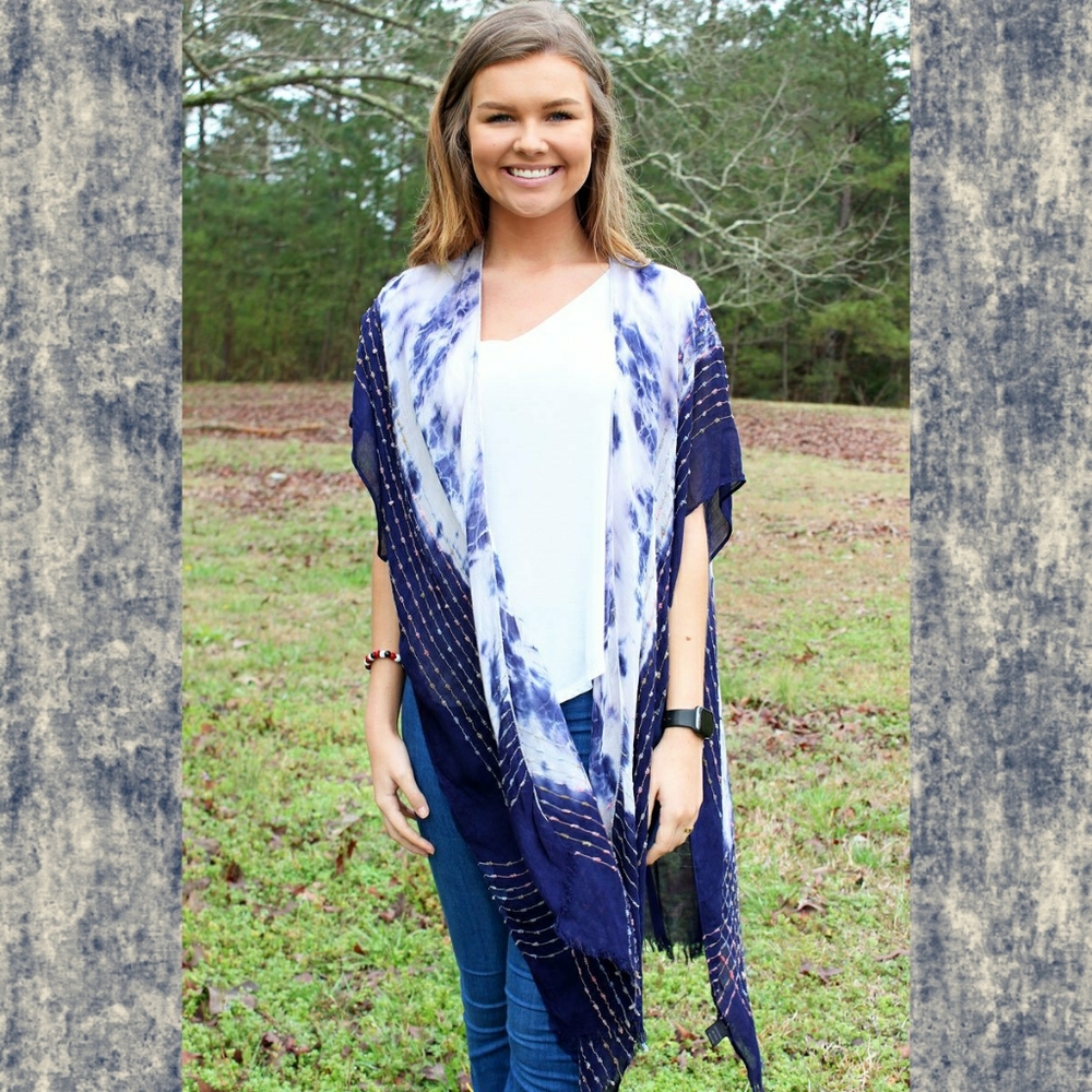 Tie dyed embroidered kimono duster free spirit boho hippie people